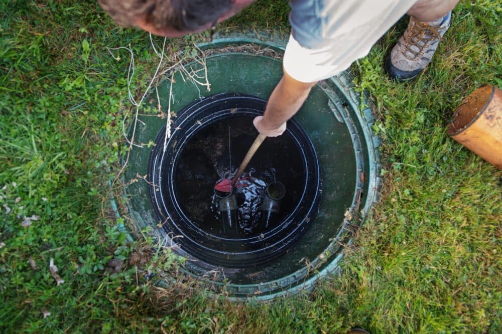Cleaning and unblocking septic system.