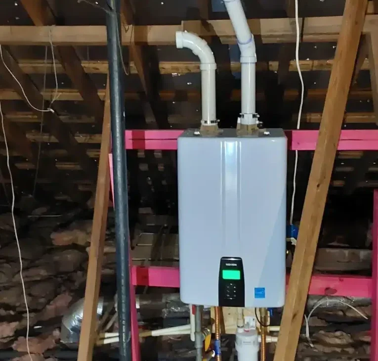 Tankless water heater in residential home in Sugar Land, TX.