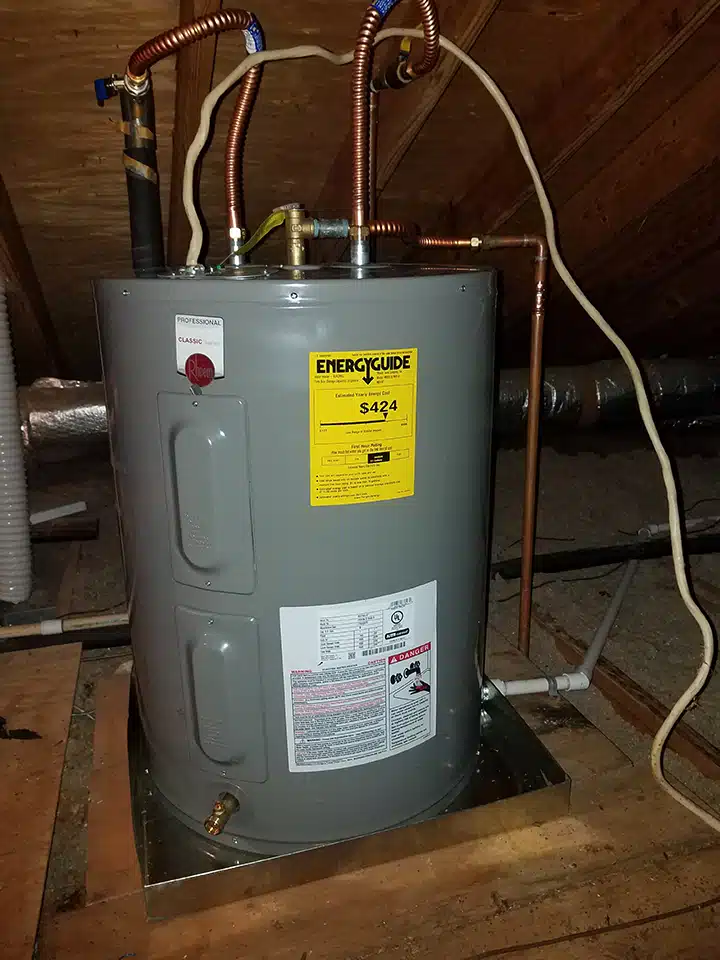 Short water heater in attic in Sugar Land, TX.